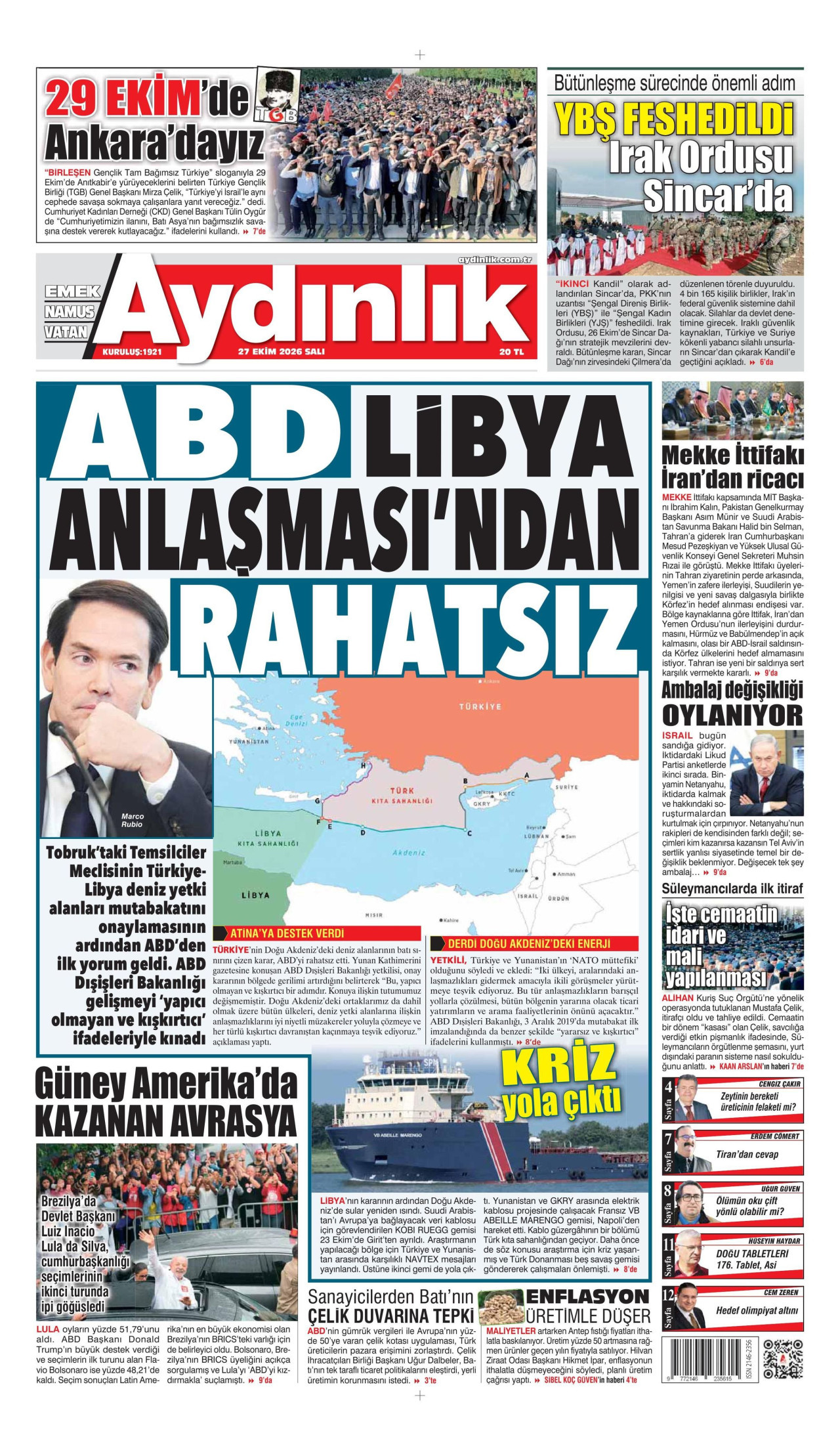 Aydınlık Gazetesi Gazetesi gazetesi manşeti
