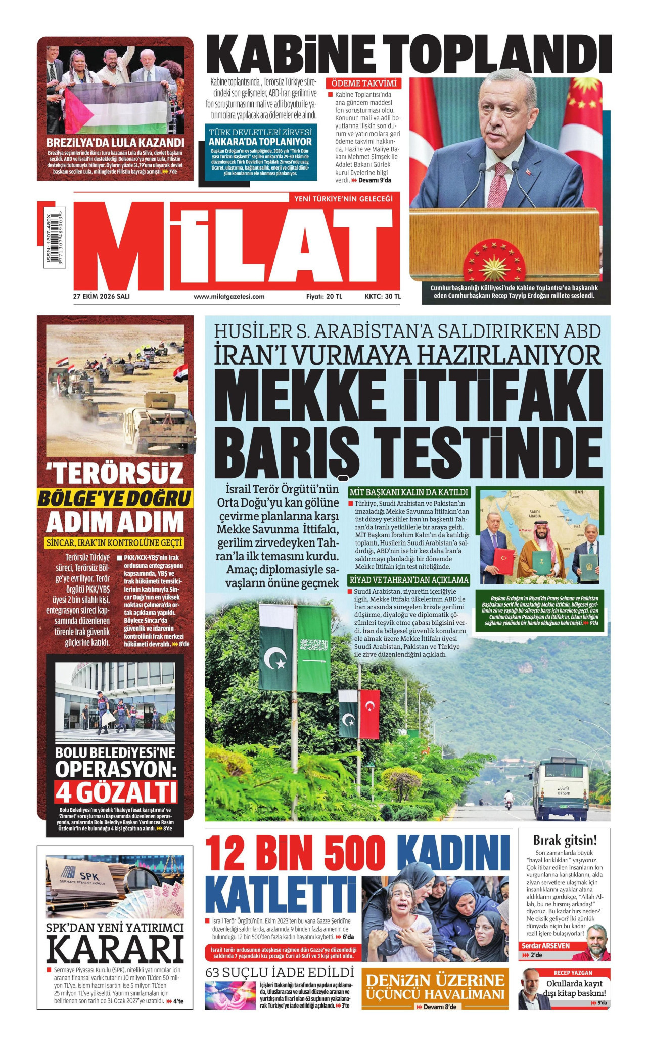 Milat Gazetesi gazetesi manşeti