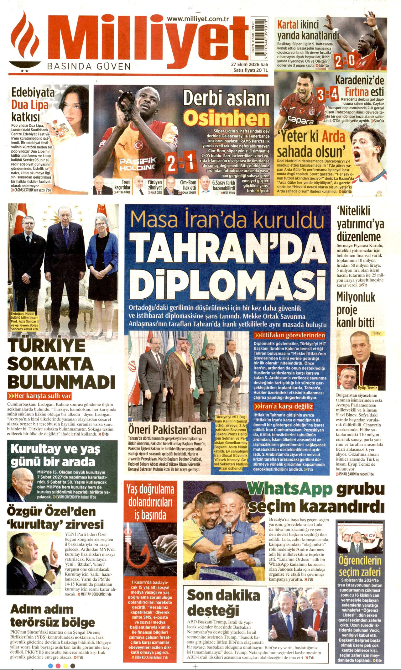 Milliyet Gazetesi gazetesi manşeti